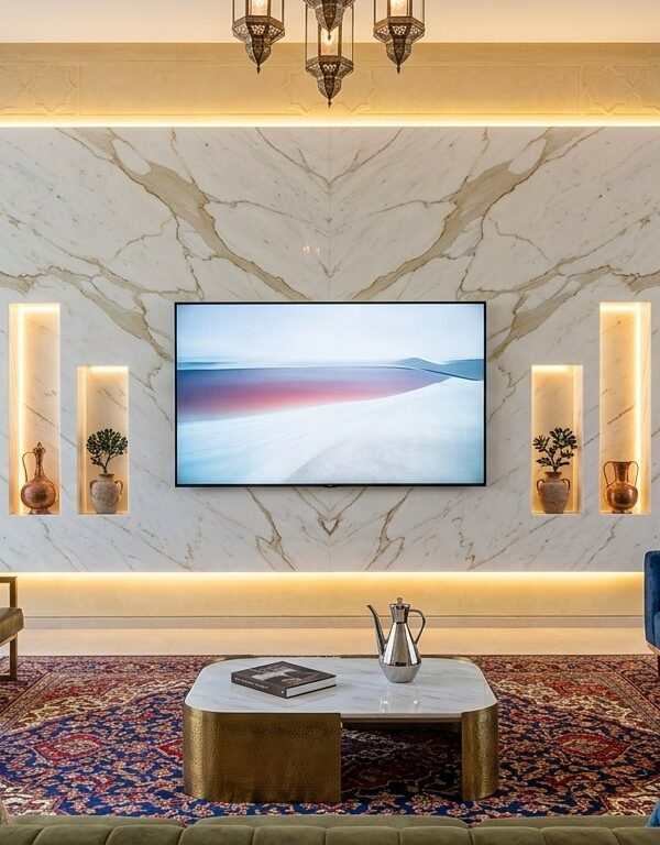 ماربل شیت برای دیوار TV؛ جایگزین اقتصادی سنگ طبیعی با نصب یک‌روزه