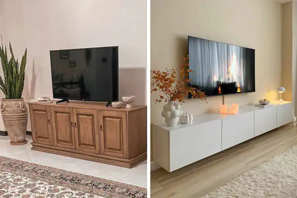 مدل میز تلویزیون چوبی ۱۴۰۵ با طرح های دیواری و پایه دار - تصویر شاخص